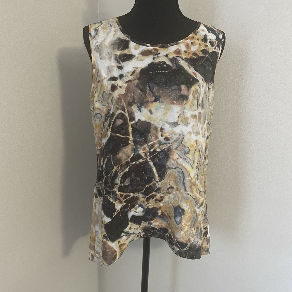 LAFAYETTE 148 NEW YORK‎ Sz 6 Abstract Print 100% Silk Top Shell Lightweight